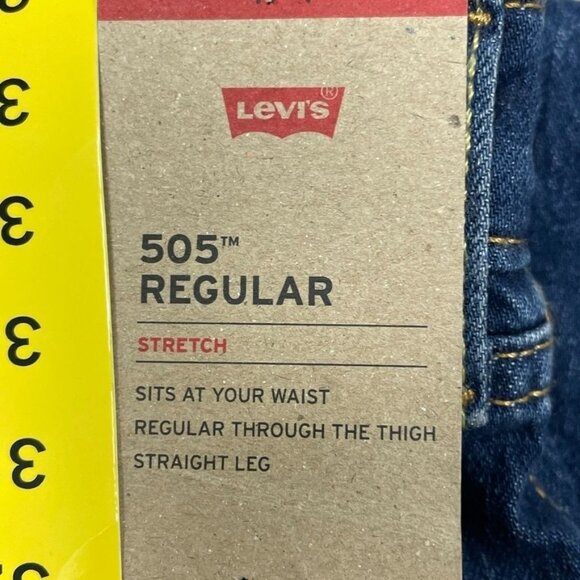 Levis 505 Regular Mens Jeans Size 32x30 Stretch Straight Leg Denim Blue a0685 - Picture 4 of 5